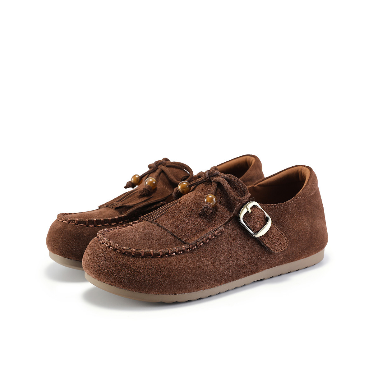 【摩卡慕斯】女鞋秋真皮流苏内增高平底单鞋玛丽珍豆豆鞋勃肯鞋女,淘宝优惠券,粉丝福利购,淘宝优惠卷