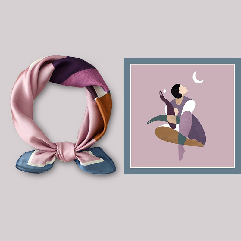 小方巾丝巾女蓝色春秋冬季职业空姐空乘颈饰四方正方形围巾50x50