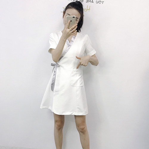 美容师美甲春夏新款韩版spa养生馆技师服纹绣师工作服弹力裤装 - 图0