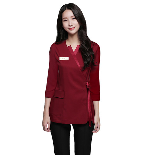 美容师美甲春夏新款韩版spa养生馆技师服纹绣师工作服弹力裤装 - 图3