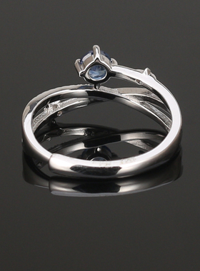 女银戒指镶嵌宝石商务开口戒指