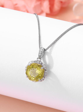 天然彩宝吊坠女纯银时尚气质项坠