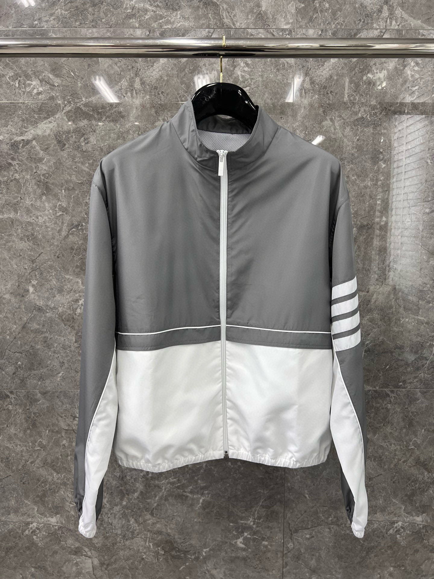 26春夏新款四条杠外套男女同款百搭夹克上衣潮自主灰白拼色风衣,淘宝优惠券,粉丝福利购,淘宝优惠卷