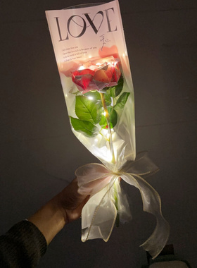 永生花玫瑰仿真花枝3D打印七夕铁丝花杆可塑形花束有钱花diy手工