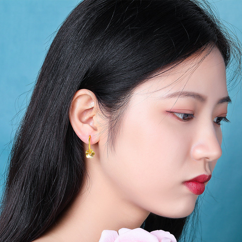 梦金园足金999女耳畔花语耳环 梦金园耳饰