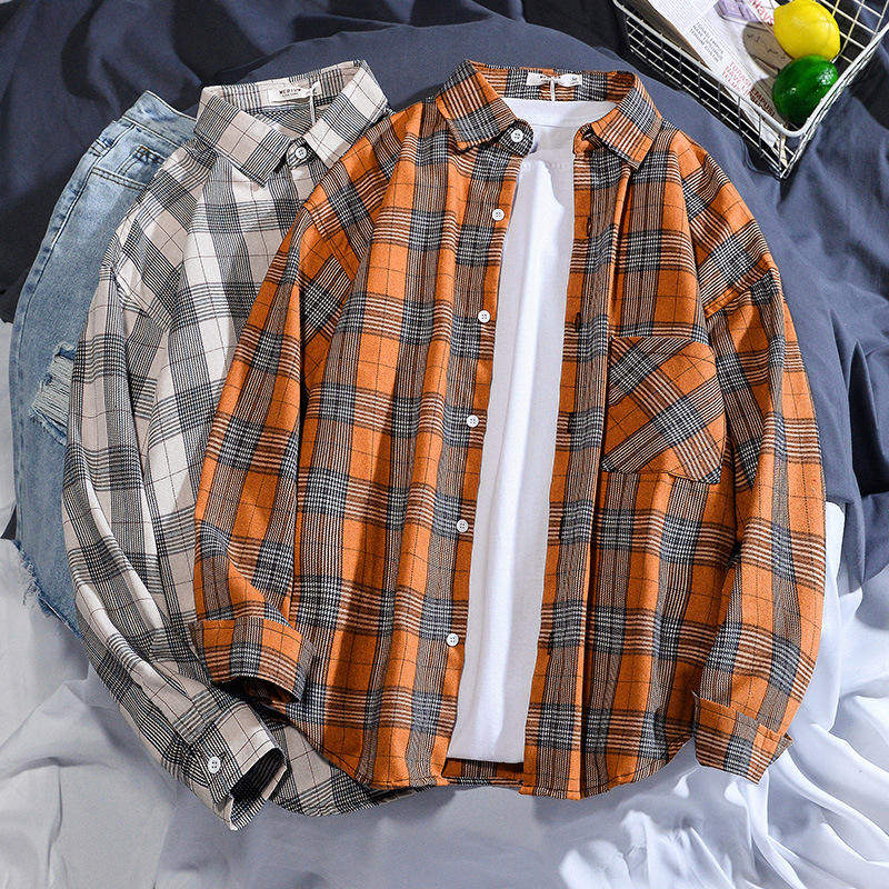 男士长袖格子衬衫春夏季新款韩版潮流衣服百搭休闲上衣帅气潮外套,淘宝优惠券,粉丝福利购,淘宝优惠卷