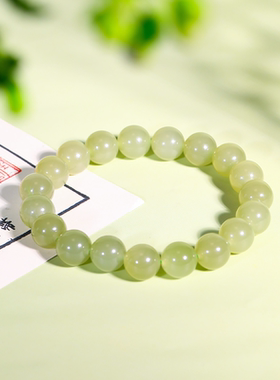 和合玉器和田玉圆珠青玉手链