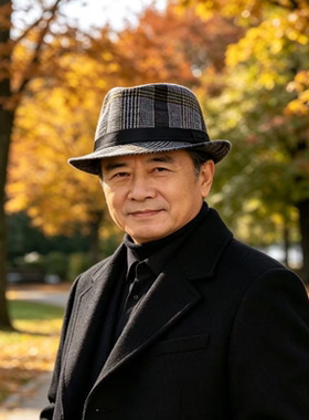 秋冬男士复古礼帽 格子花纹卷檐绅士帽