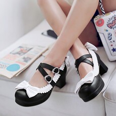 туфли 甜美伪娘cosplay洋装交叉绑带蝴蝶结软妹娃娃鞋伪娘cd单鞋lolita OTHER