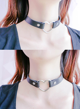 朋克风喉结原宿爱心铃铛项圈吊坠