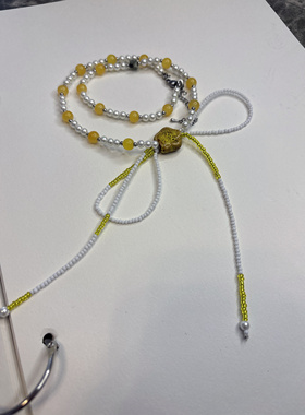 小众设计手作串珠蝴蝶结项链女小清新田园风百搭锁骨链颈链2025新