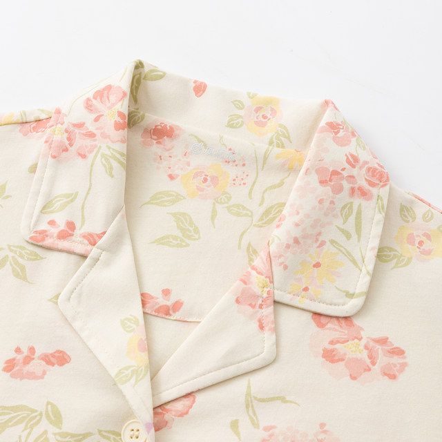 Dingguagua ladies lapel cardigan ພິມ pajamas ຝ້າຍ