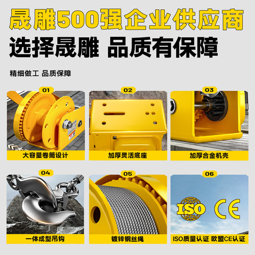 手摇绞盘双向自锁式小型家用手动钢丝绳绞盘卷扬机升降省力提升机 - 图3
