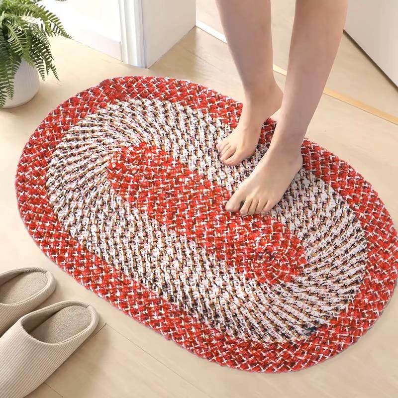 入户门厅卫生间厨房吸水蹭垫防滑厕所脚垫加厚混纺椭圆编织红地毯,淘宝优惠券,粉丝福利购,淘宝优惠卷