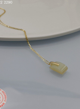 古丽新款s925银锁骨无字牌项链