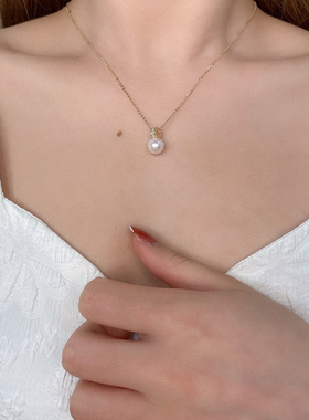 古丽古丽S925海水珍珠项链高级感轻奢百搭法式简约温柔项链00088