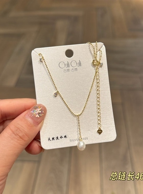 古丽古丽S925银新款项链时尚高级感气质精致甜美复古锁骨链07402