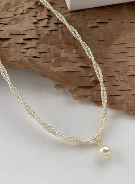 欧比雅比合金珍珠新款高级项链轻奢小众设计感耳环精致百搭24898