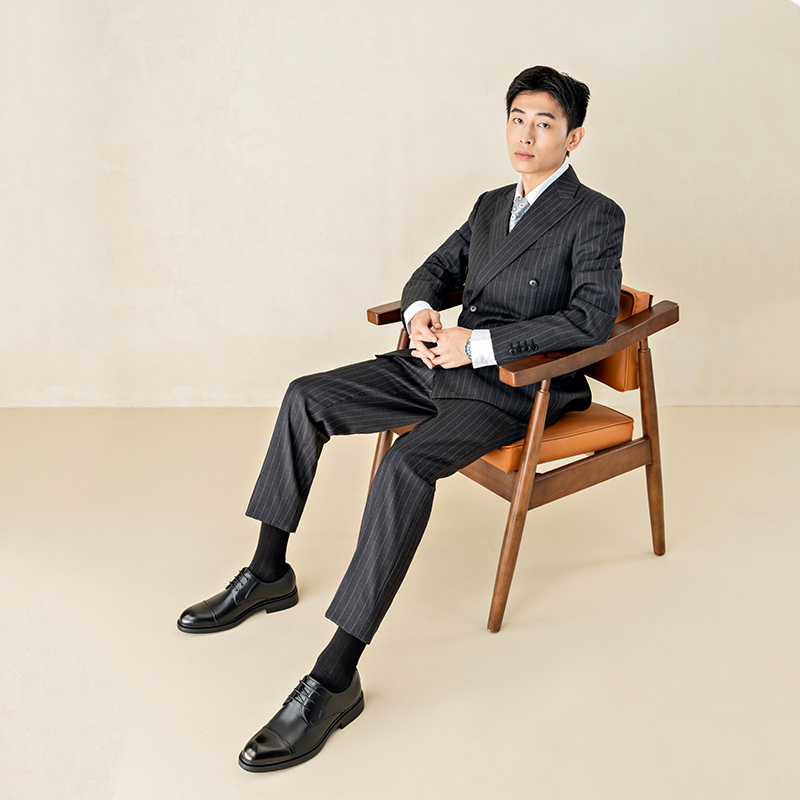 奥康男鞋秋季新款舒适真皮透气商务正装系带纯色耐磨皮鞋休闲