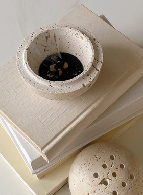 球形洞石香炉香薰装饰品民宿酒店