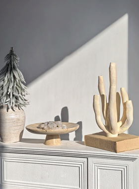 北欧风洞石果盘玄关搭配置物架