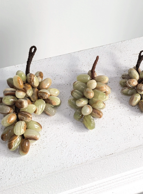 玉石葡萄摆件轻奢玄关客厅装饰品