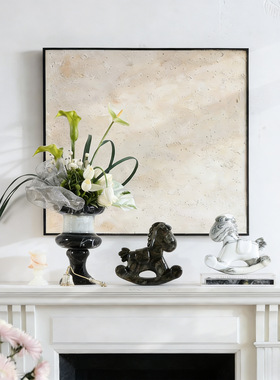 创意马年轻奢大理石摇摇马摆件