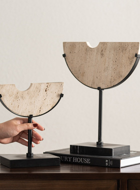 北欧风创意半月黄洞石装饰摆件