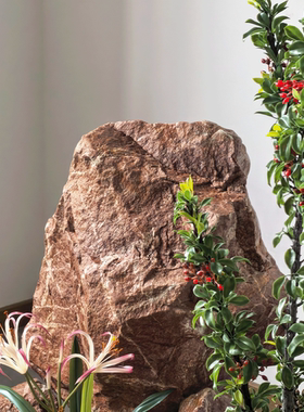 仿真PU赭石红石头沙景荒芜造景