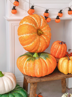 法式壁炉仿真南瓜摆件万圣节派对客厅电视柜酒柜装饰品丰收节搭配