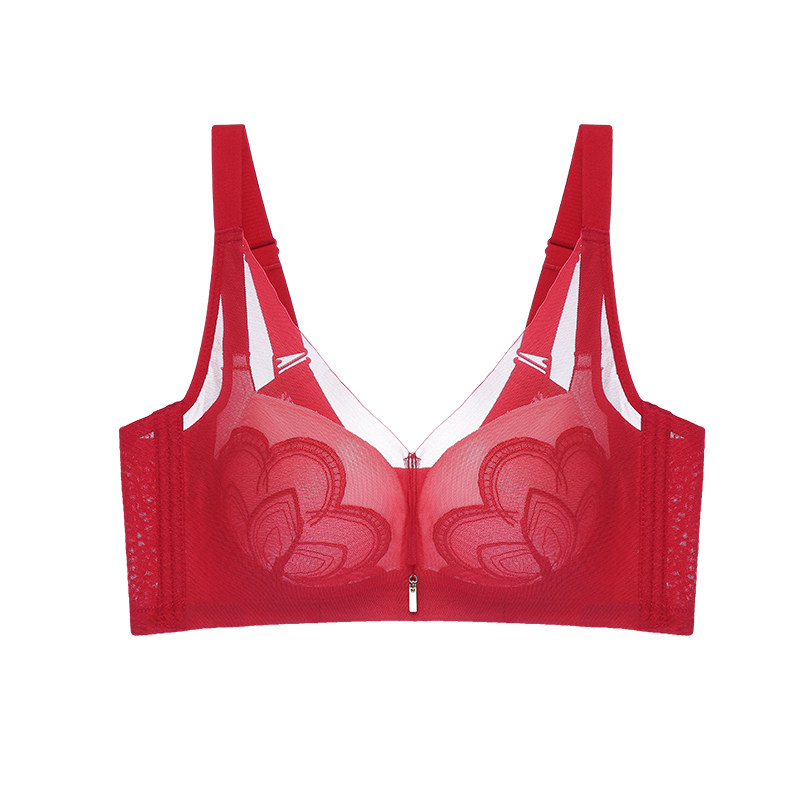 桑蚕丝女无钢圈文胸套装收副乳胸罩 靓衣人文胸
