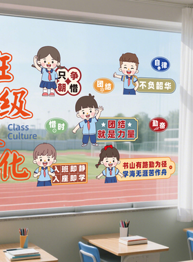 幼儿园教室装饰玻璃墙卡通贴纸