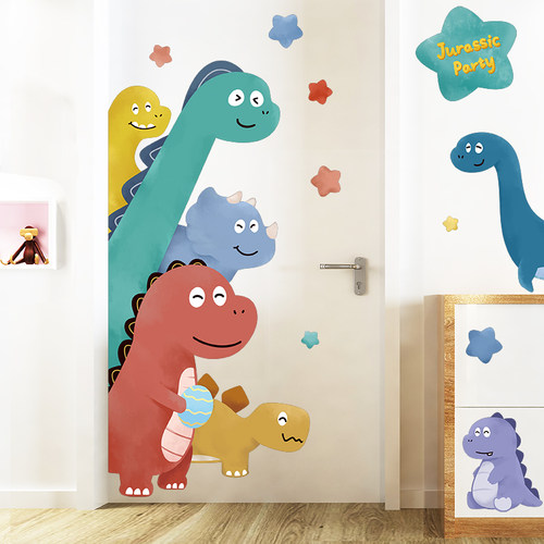 卡通恐龙墙贴画幼儿园环创材料玻璃门贴纸教室班级布置主题墙装饰 - 图2