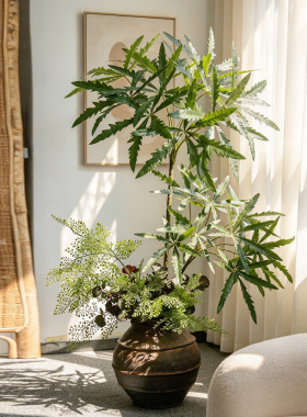仿真八角金盘绿植假花落地插花客厅大叶枝条室内软装花艺装饰摆件