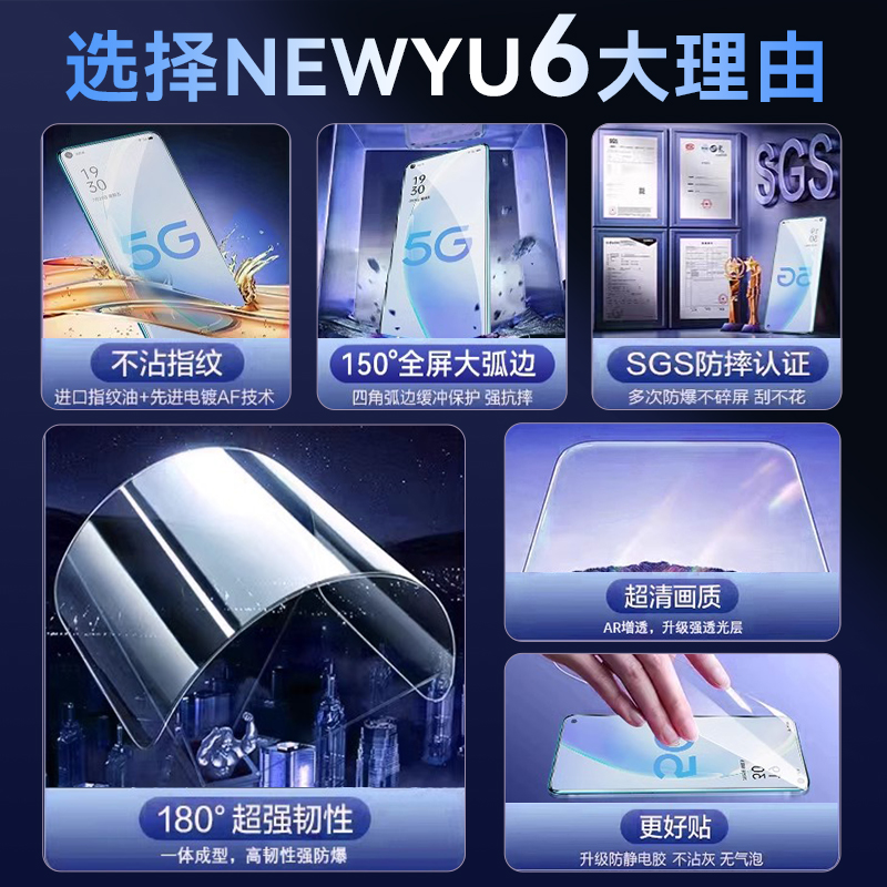 适用oppoA93钢化膜oppoReno5手机6Reno8全屏A72A55A53A32原装A96k11x蓝光a52a2k5k9k10贴56a93a92s4Pro+7se3i-图0