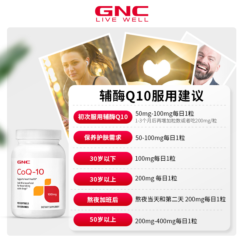 gnc美国原装进口q10进口辅酶q10辅酶ql0软胶囊素心脏保健品coq10 - 图2