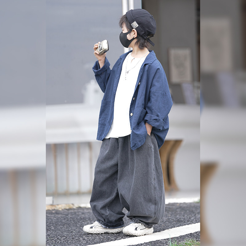 男童加绒阔腿牛仔裤秋冬装2024新款冬季中大童时髦帅气男孩裤子潮,淘宝优惠券,粉丝福利购,淘宝优惠卷