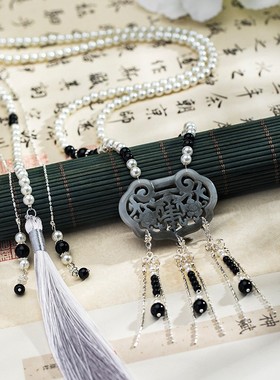 古风项链珍珠吊坠蝴蝶流苏