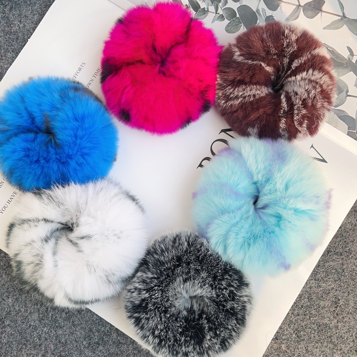 韩国简约真獭兔毛绒大肠发圈可爱扎马尾头绳网红法式复古头饰秋冬,淘宝优惠券,粉丝福利购,淘宝优惠卷