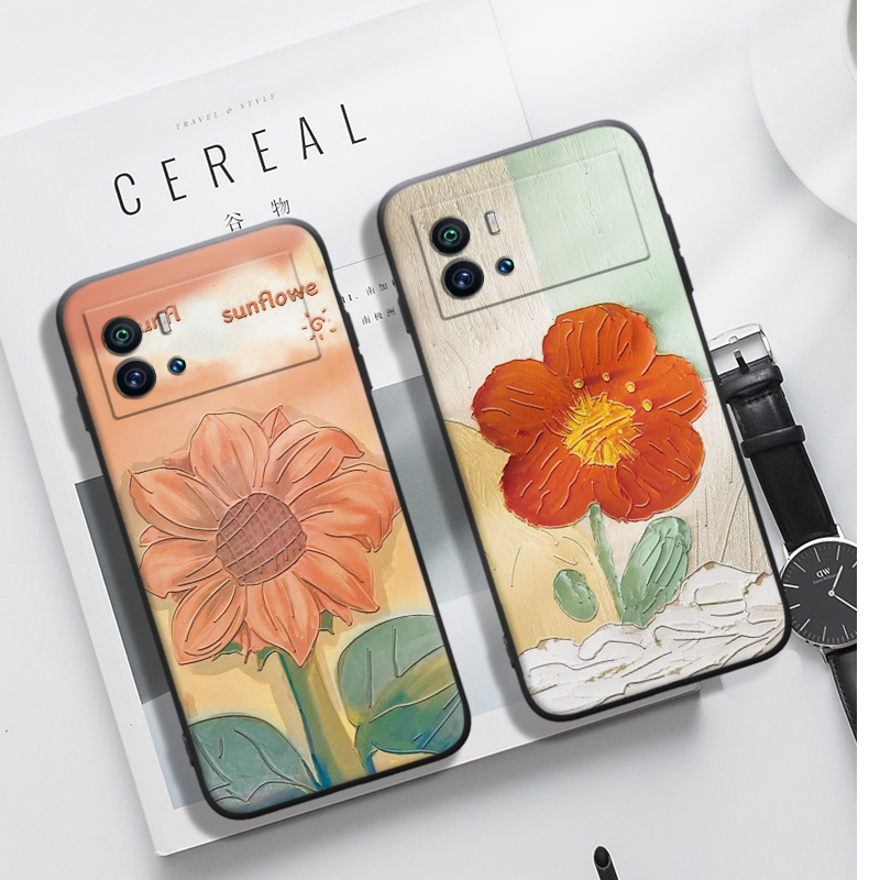 浮雕油画花适用vivo iqoo9pro手机壳ioo5por新款iqqo五vvivoi女vivi防摔ioop3p0ro iooq潮icoo男igoo7 ioo8 - 图0