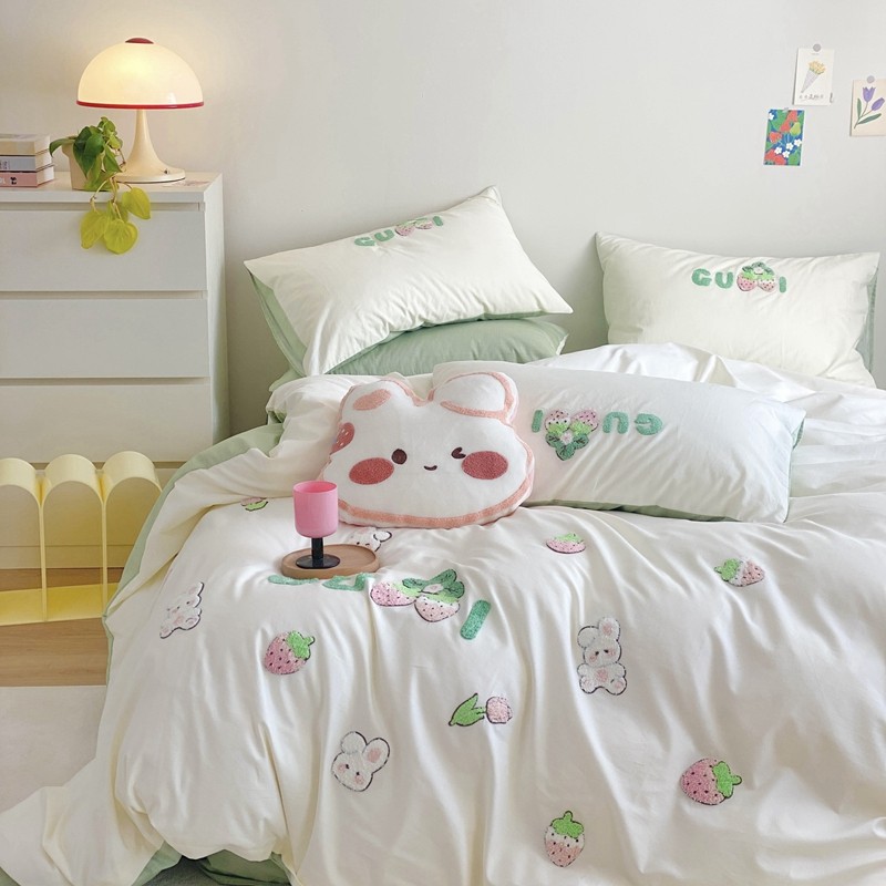 进口刺绣A类纯棉卡通四件套可爱少女心三件套全棉水洗棉儿童床品,淘宝优惠券,粉丝福利购,淘宝优惠卷