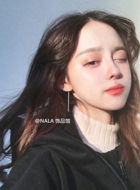韩国s925纯银长条短款耳线一字女