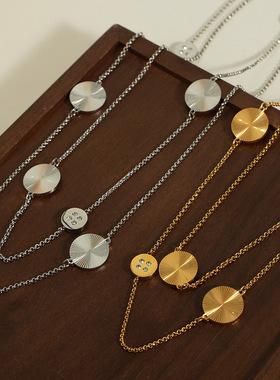 小众设计几何圆形多层项链ins风