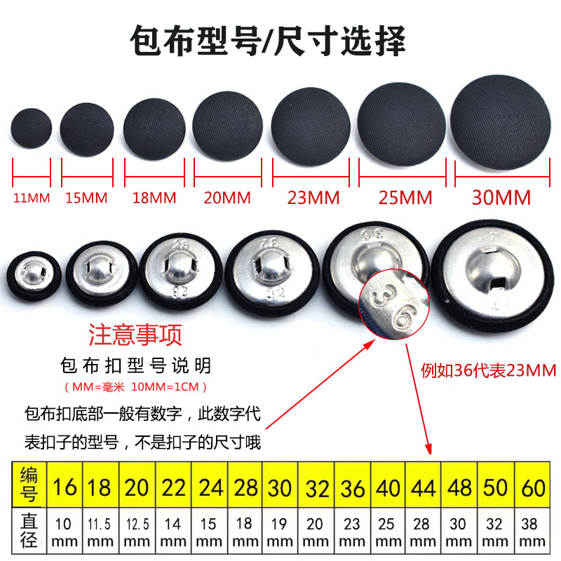 普通扣西装纽扣高档圆形布包扣子百搭灰色黑色手工大衣包布扣辅料 - 图2