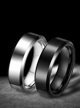 简约风6mm不锈钢潮人情侣对戒