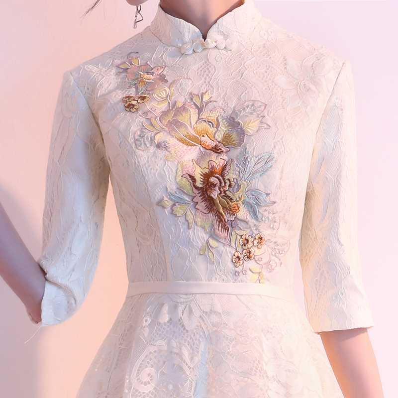 宴会晚礼服女2022新款夏中式中国风旗袍长款主持人新娘结婚敬酒服