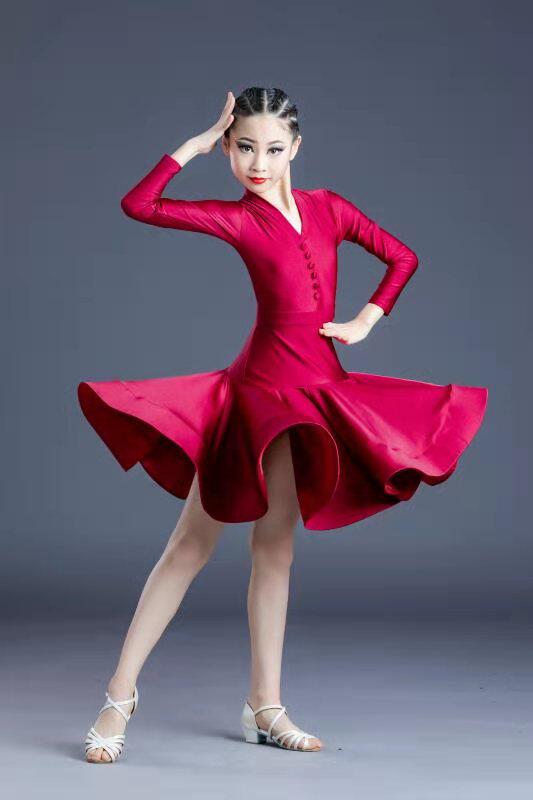 拉丁舞服装 少儿规定舞蹈表演比赛服 考级专业女童拉丁练功服新款