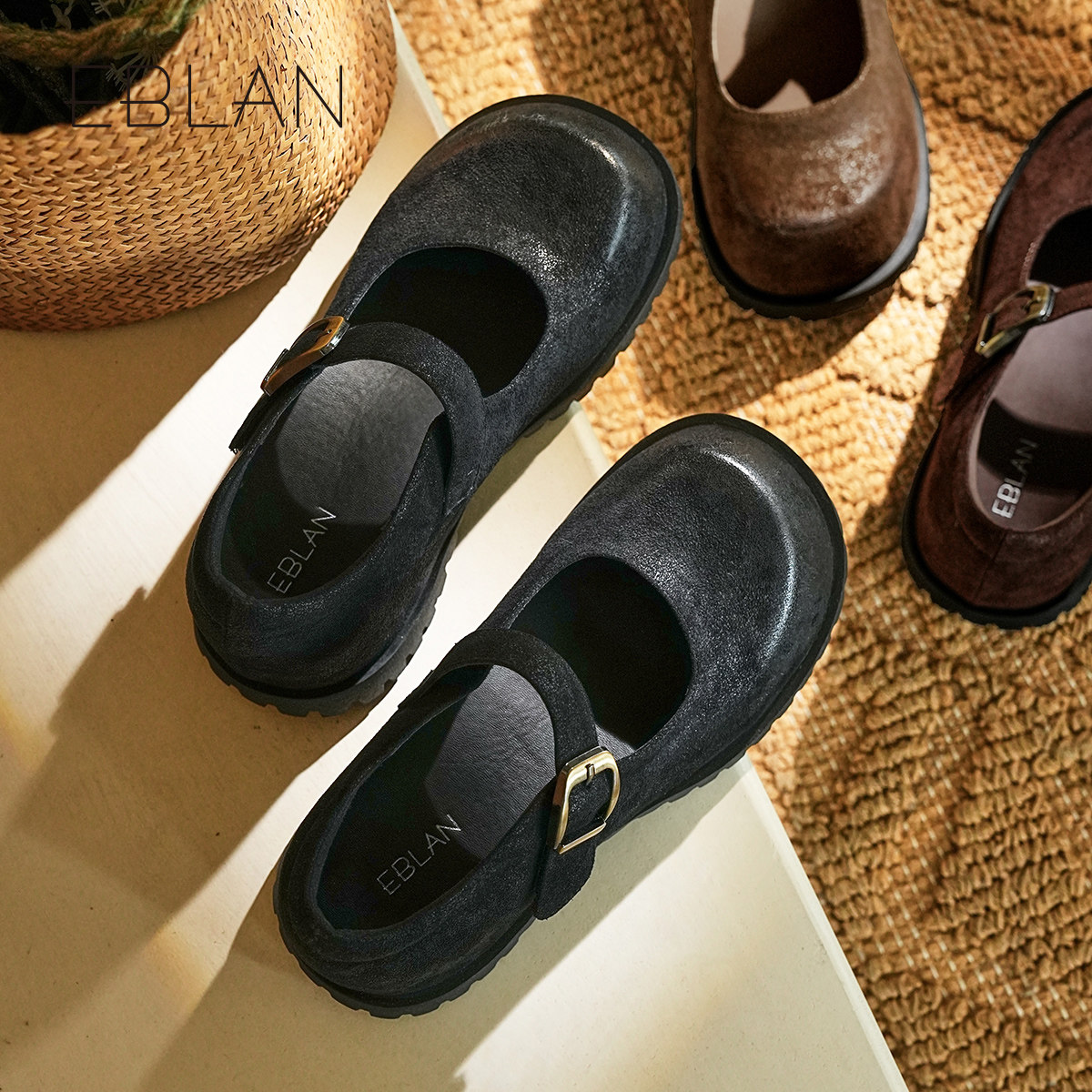 EBLAN/伊伴厚底大头玛丽珍鞋女2025秋季新款小众复古内增高单鞋子,淘宝优惠券,粉丝福利购,淘宝优惠卷