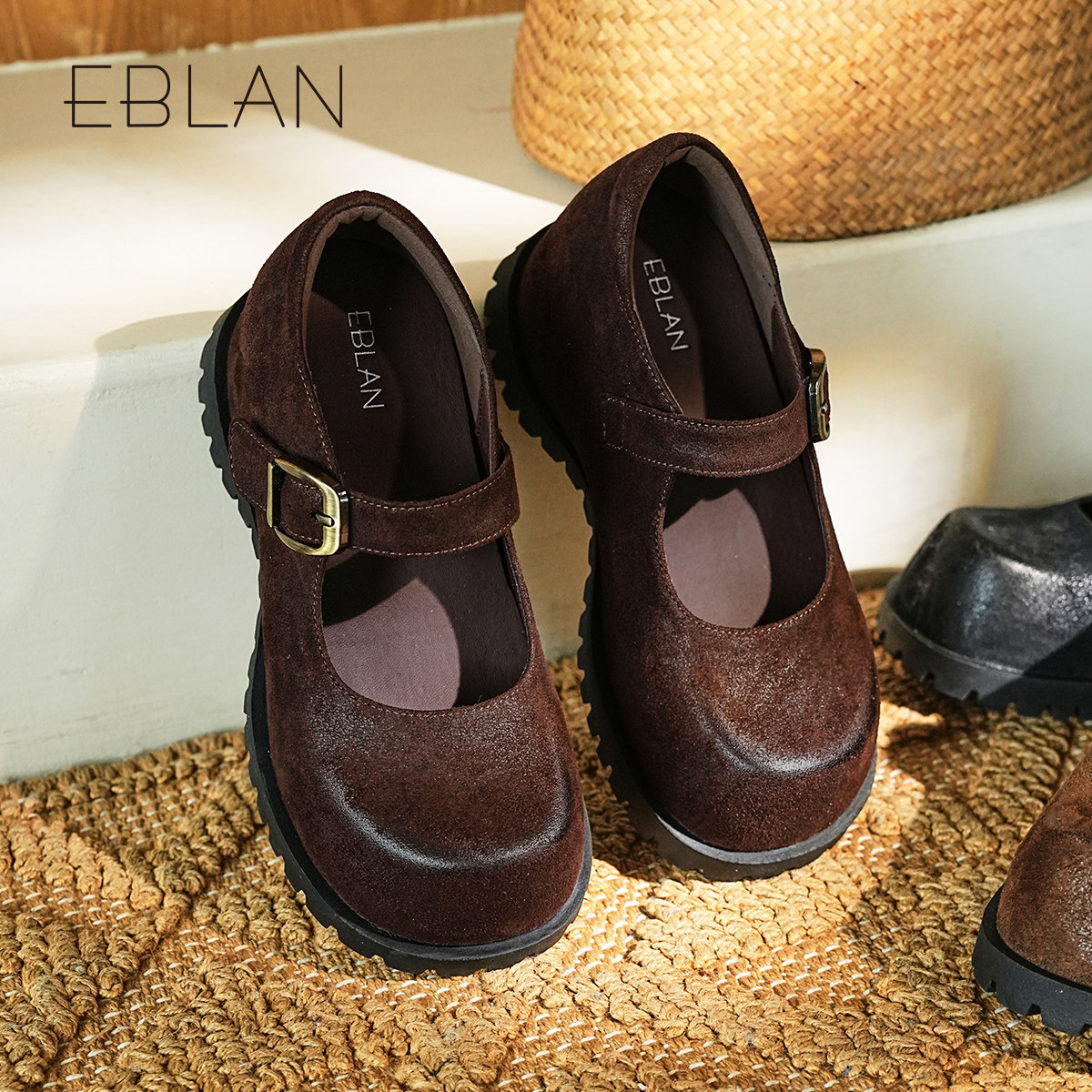 EBLAN/伊伴厚底大头玛丽珍鞋女2025秋季新款小众复古内增高单鞋子,淘宝优惠券,粉丝福利购,淘宝优惠卷
