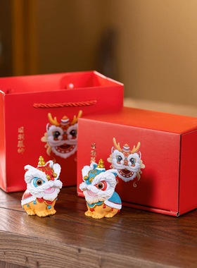 国潮佛山舞狮醒狮创意摆件